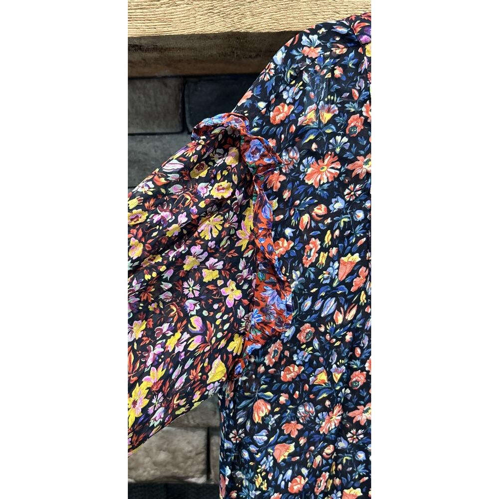 Anthropologie Helene Sheer Drop Waist Black Floral Ruffled Dress Size M *C3 - Picture 4 of 6